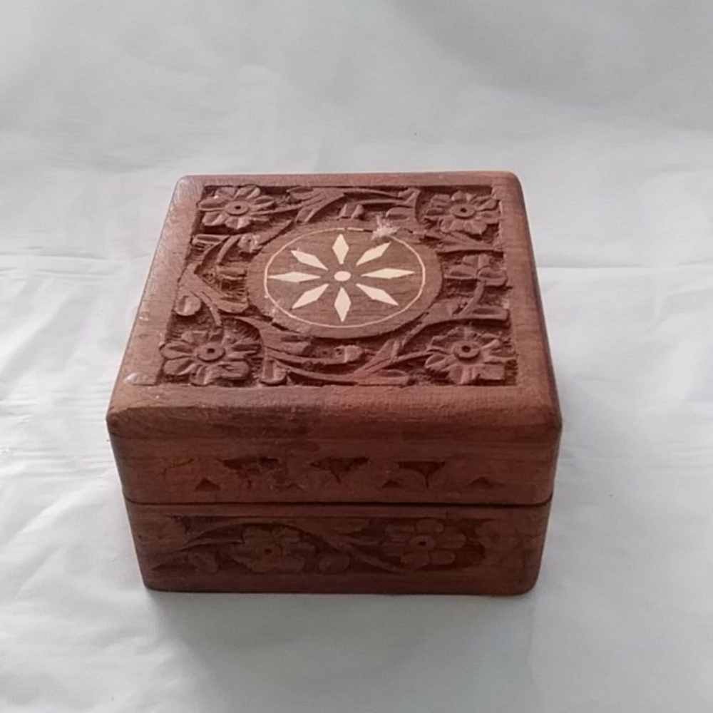 Carved Sheesham Wood Box